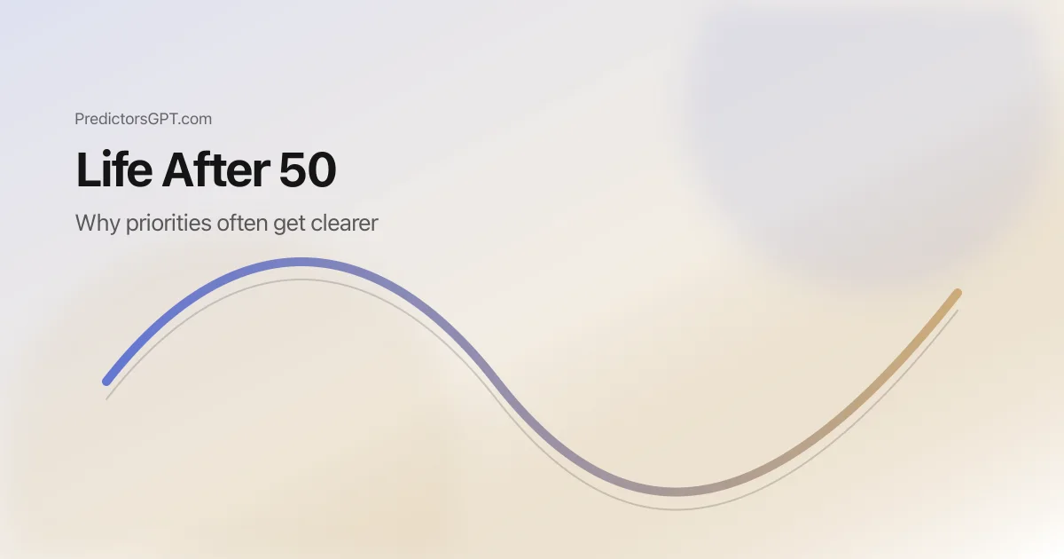 Illustration of later-life growth and calm, symbolizing happiness after 50